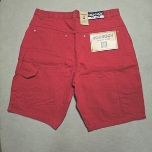 GOD-BODY Jean's Red  Loose Fit Baggy Denim Shorts Men's Size 38